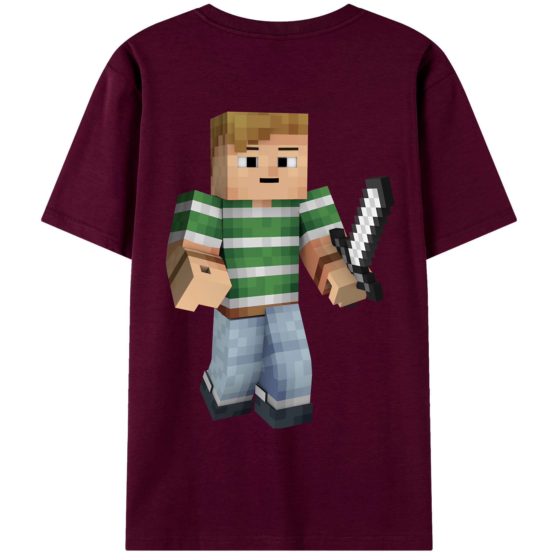 （画像用） マインクラフト ブロックの世界 Minecraft MC Block world レディース半袖Tシャツ(バックプリント)